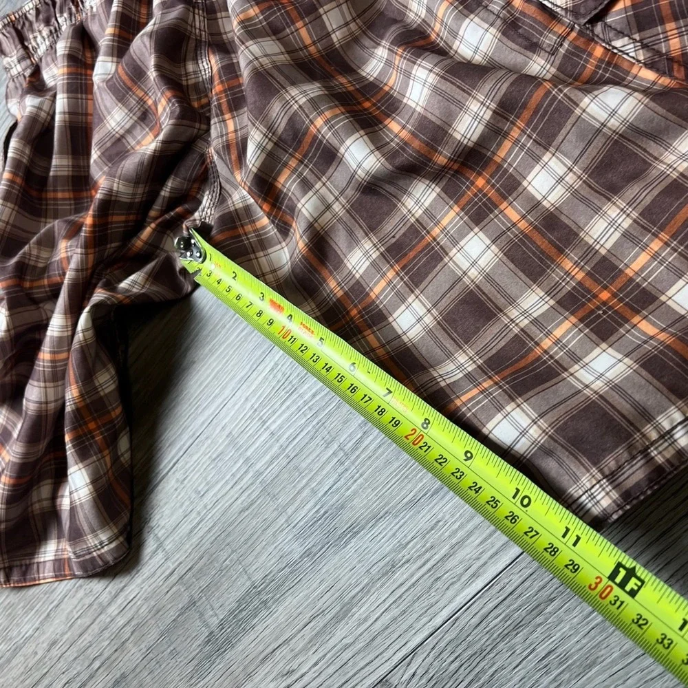 Old‎ Navy Board Shorts Mens Medium Brown Orange Plaid Cargo Swim Trunks SPR09